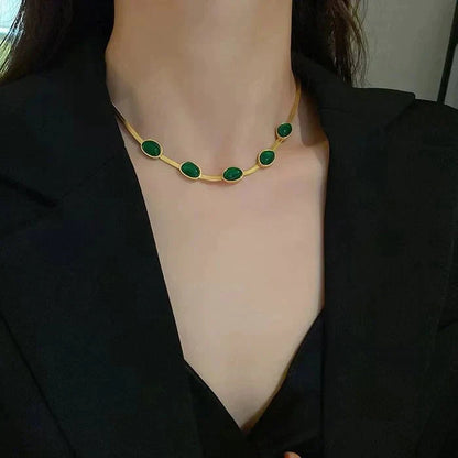 Emerald Necklace, Earrings And Bracelet