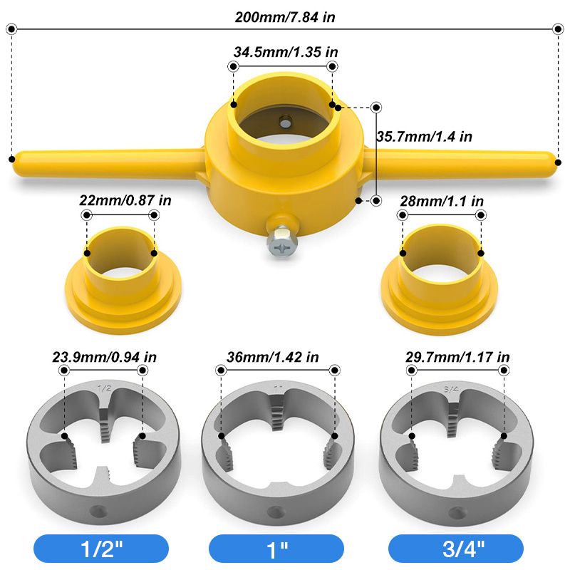 Plastic Pipe Thread Die Kit