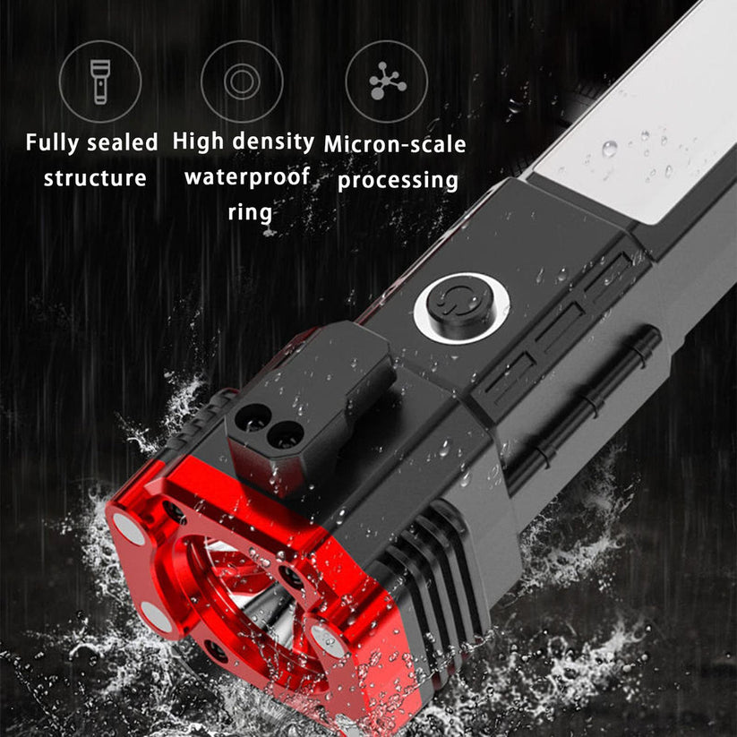 Premium Emergency LED Flashlights With Power Bank And Safety Hammer