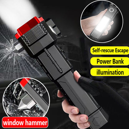 Premium Emergency LED Flashlights With Power Bank And Safety Hammer