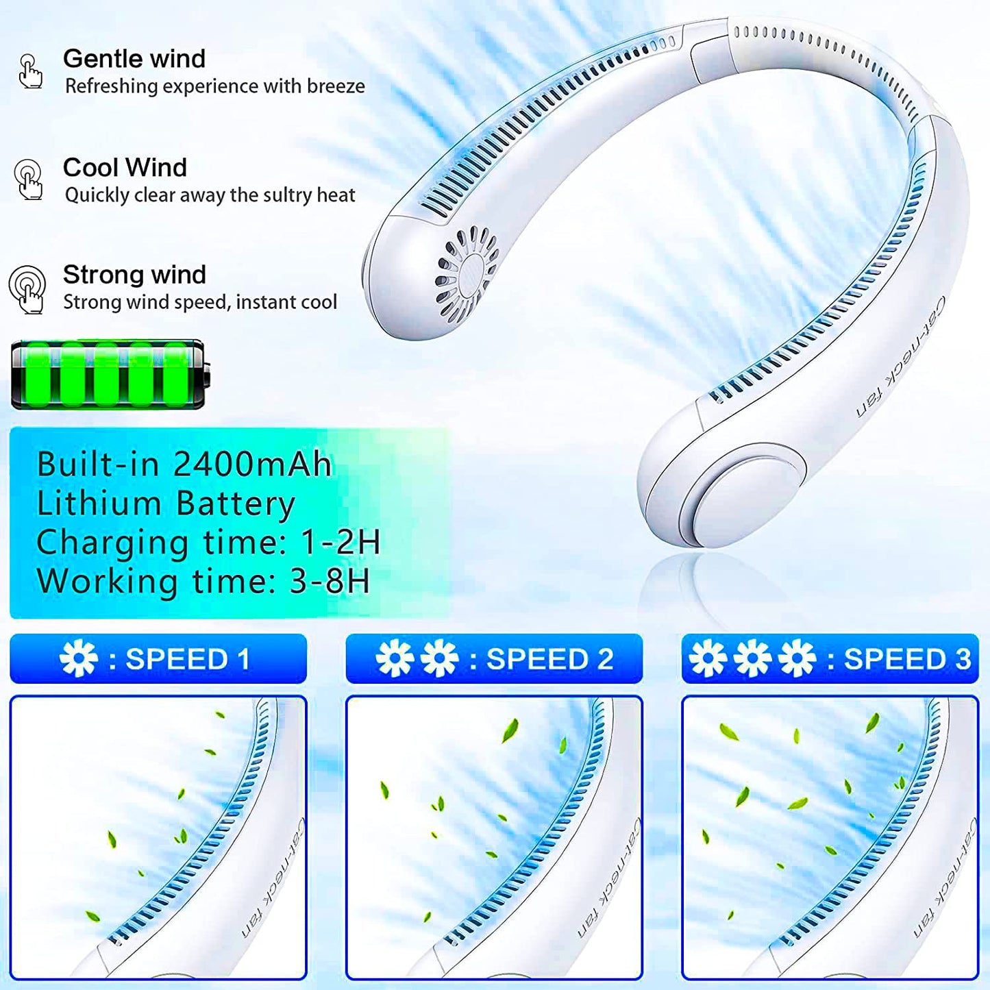 Portable Rechargeable Neck Fan