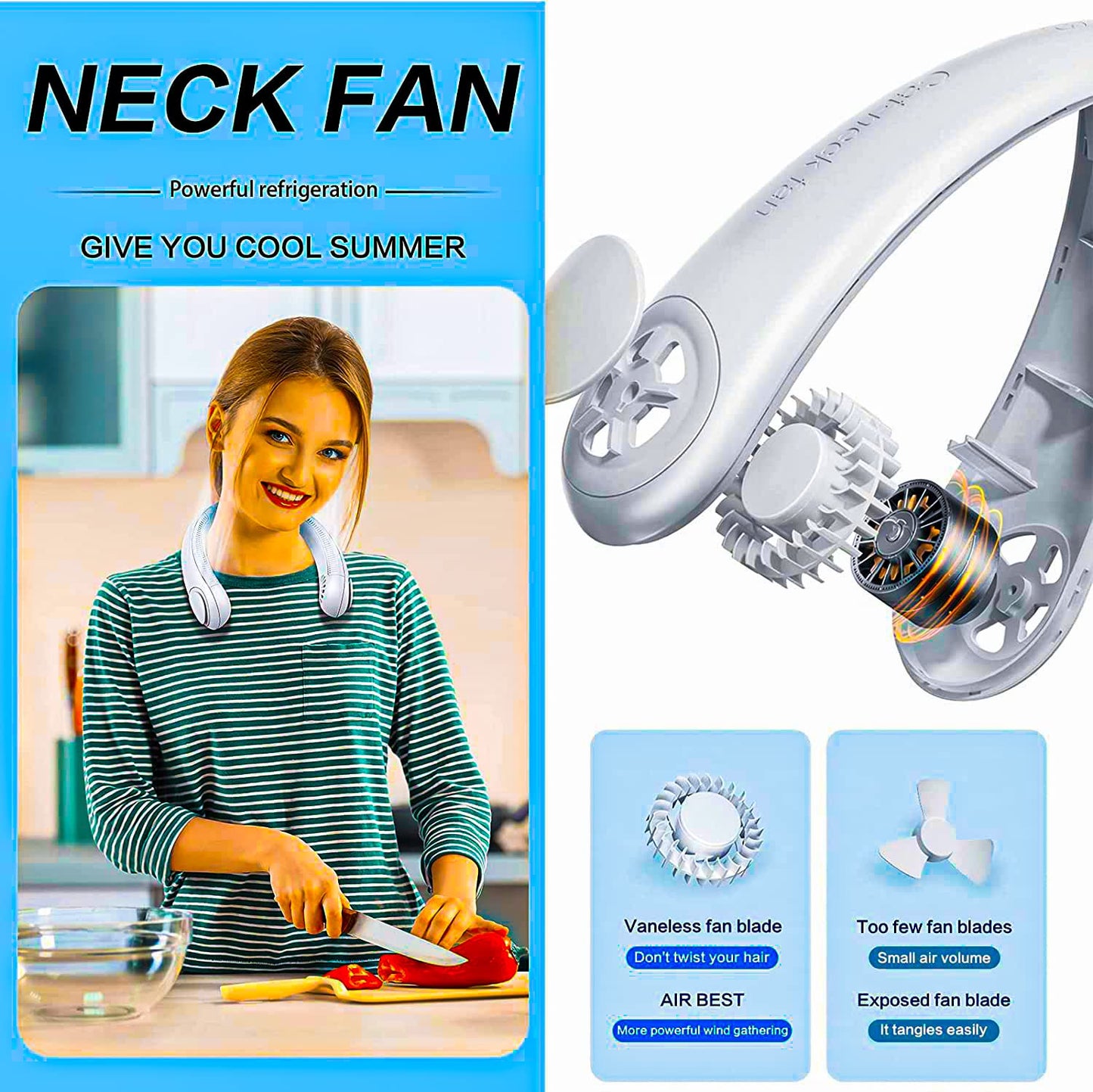 Portable Rechargeable Neck Fan