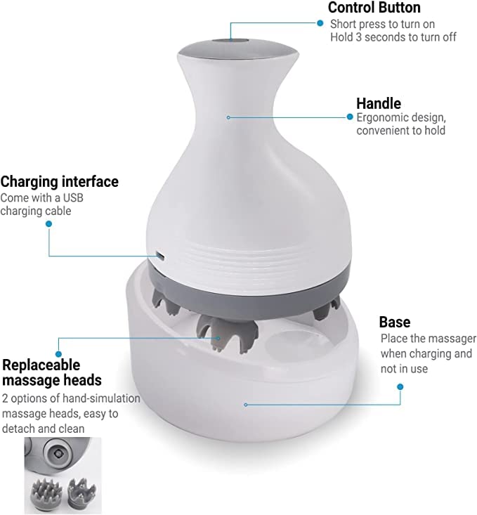 Hair Scalp Rechargeable Electric Head Kneading Massager