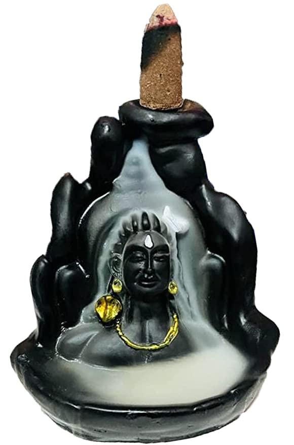 Mountain Backflow adiyogi | Best smokey Waterfall statue with 10 Backflow Cones - 10 cm