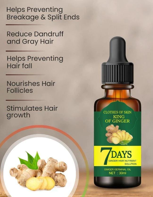 Ginger Germinal Oil, Ginger Hair Growth Serum, Ginger Essential Oil Stop Hair Loss Hair, Thinning Treatment Hair Growth Oil for Women & Men 60ML (Pak of 2)