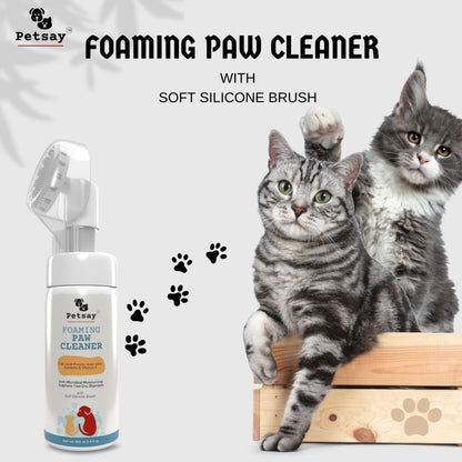 Foaming Paw Cleaner with Soft Silicone Cleaning Brush