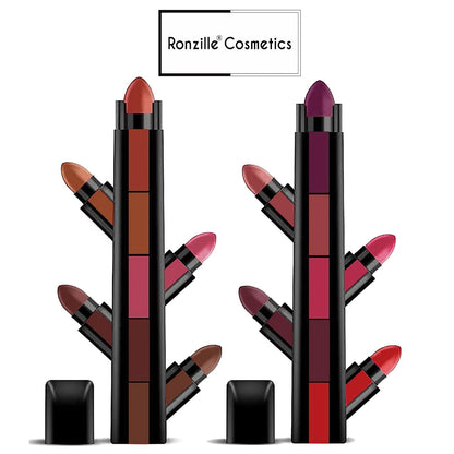 Ronzille Fantastic 5-in-1 Ultra Smooth Lipstick - A + B (Pack of 2)