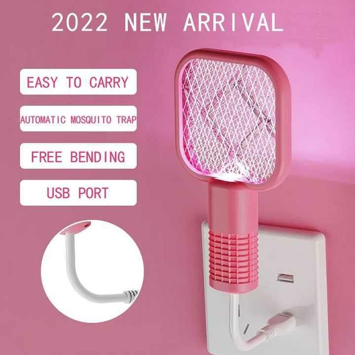 Mosquito Racket-Mini Mosquito Killer Lamp 2 in 1 Multicunctional Angle Portable Bug Zapper Electric USB Rechargeable Mosquito Fly Bat Swatter