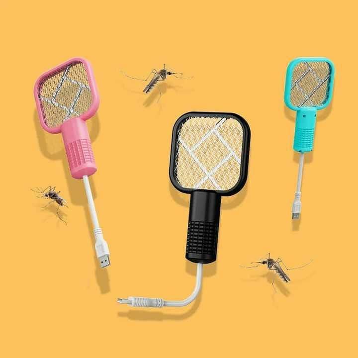 Mosquito Racket-Mini Mosquito Killer Lamp 2 in 1 Multicunctional Angle Portable Bug Zapper Electric USB Rechargeable Mosquito Fly Bat Swatter