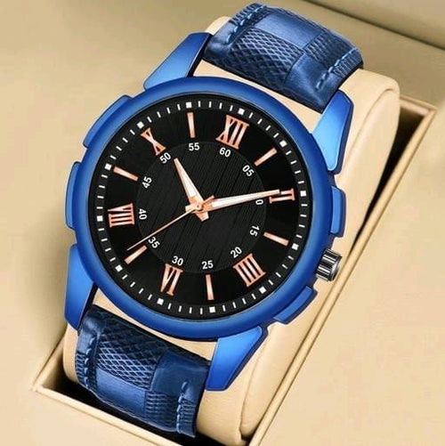 Men's Leather Analog Watch