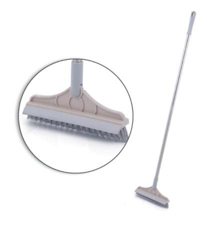 Floor Brush- 2 In 1 Long Handle Wiper Stiff Bristle Floor Brush