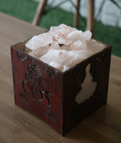 Lakshmi Ganesha Himalayan Rock Salt Lamp Basket