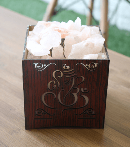 Lakshmi Ganesha Himalayan Rock Salt Lamp Basket