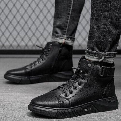 Hand-Made Mens Casual Black Leather Boots