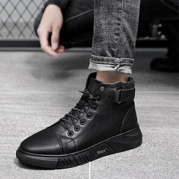 Hand-Made Mens Casual Black Leather Boots